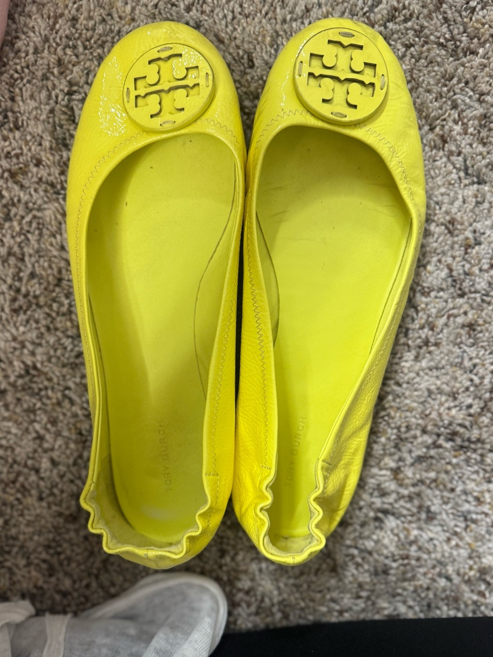 Tory Burch Minnie Travel Ballet Flats Neon Citron Yellow